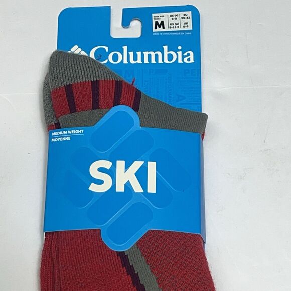 NEW - Columbia - Ski Over The Calf - Men's Wool Blend Socks‎ - Size M - Red Grey - Picture 2 of 4